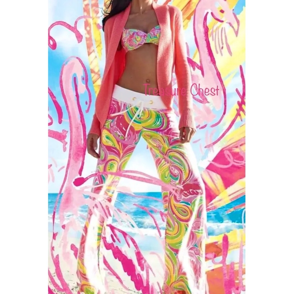Lilly Pulitzer NWT 33" Linen Beach Palazzo Pants All Nighter Size XXS